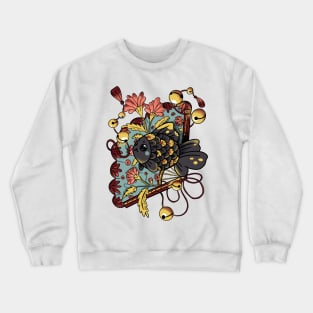 Asian Goldfish with Fan and Pink Flowers Crewneck Sweatshirt